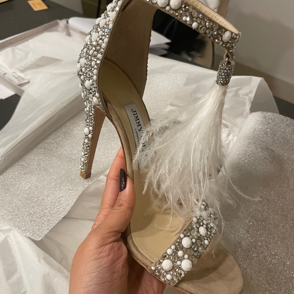 NWT Jimmy Choo Violla 110 Crystal Shoes 36.5